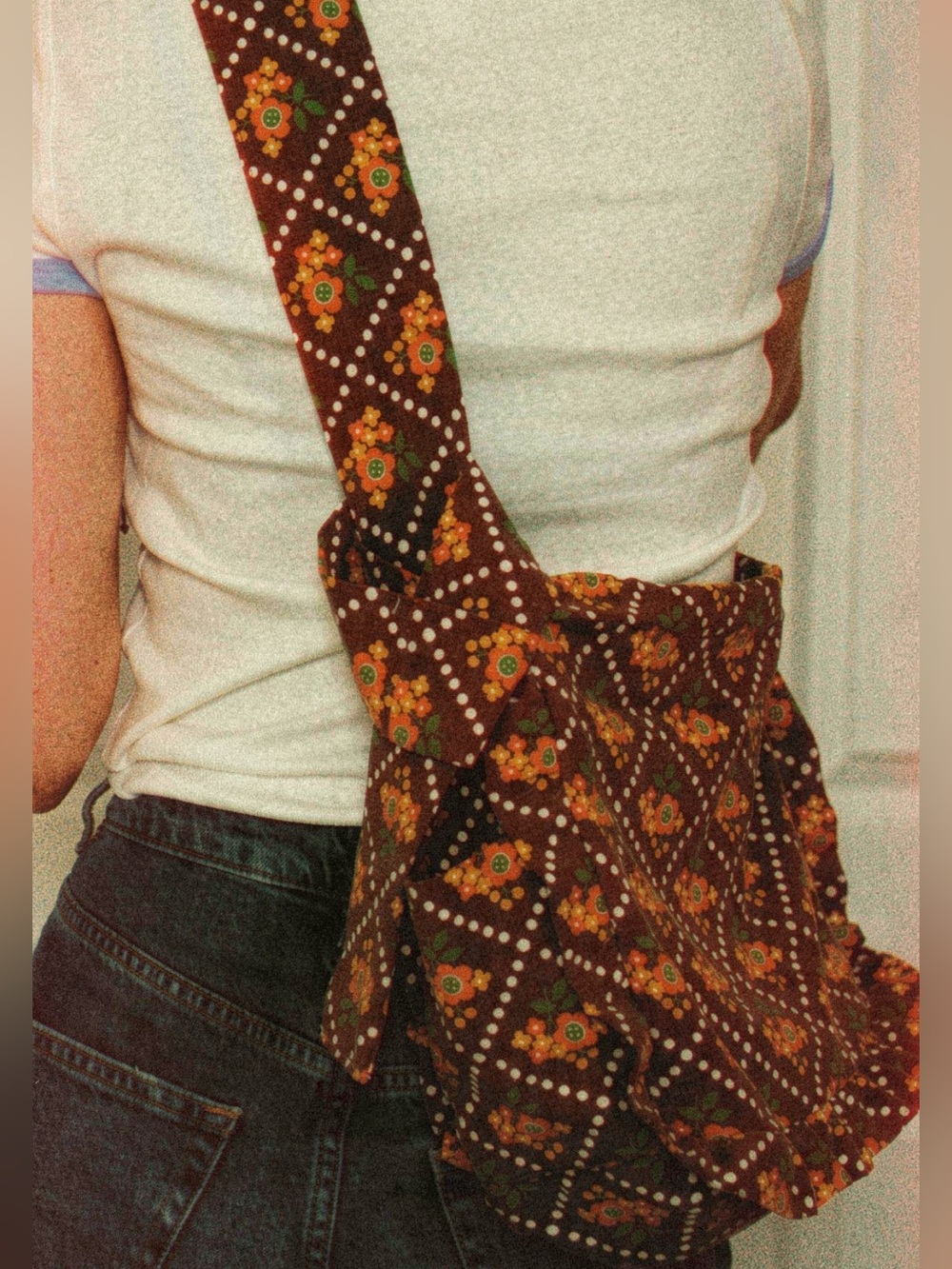 Brown Floral shoulder bag